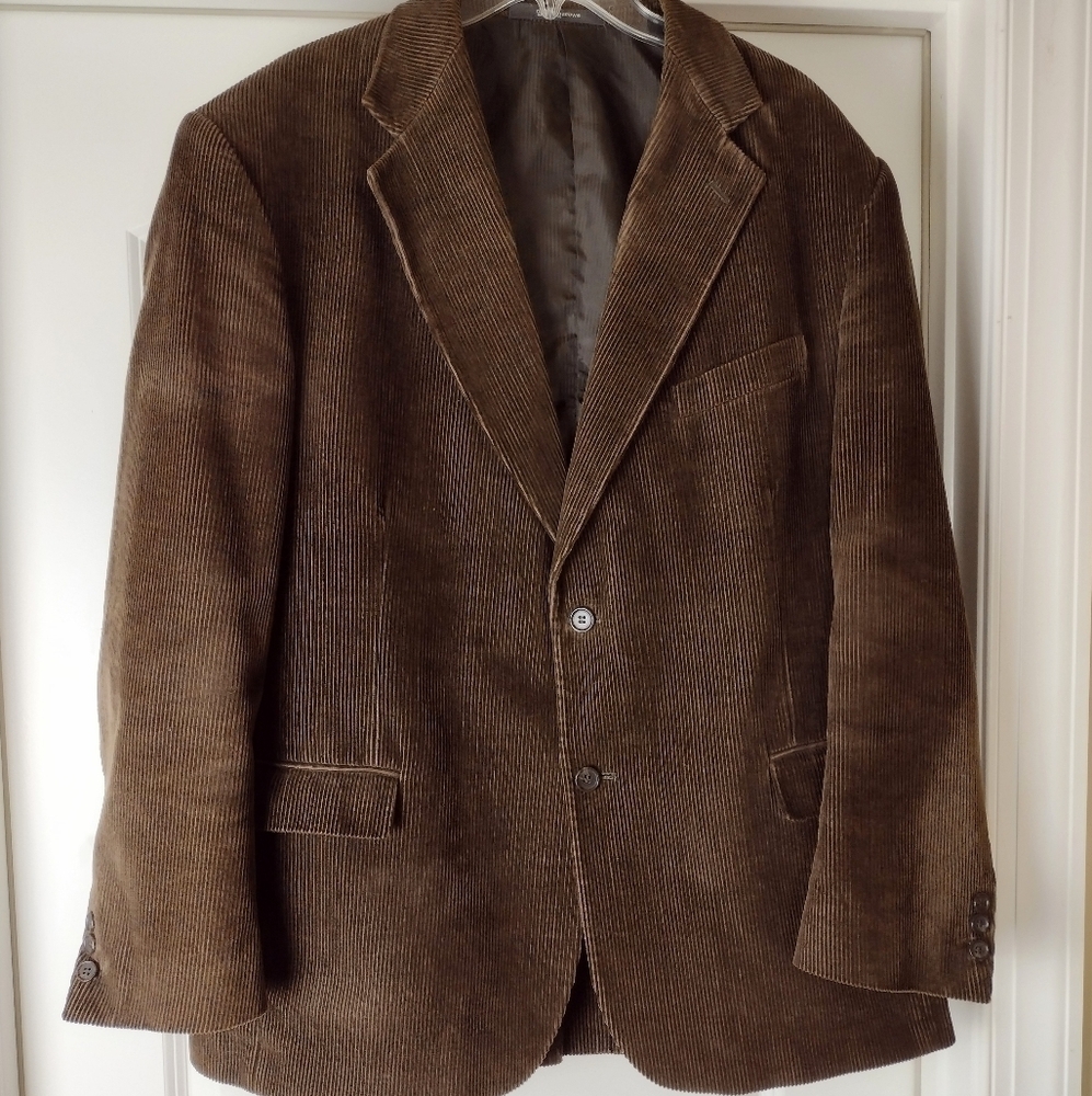 Croft & Barrow Brown Corduroy Suit Blazer Sport Coat Sz 44L